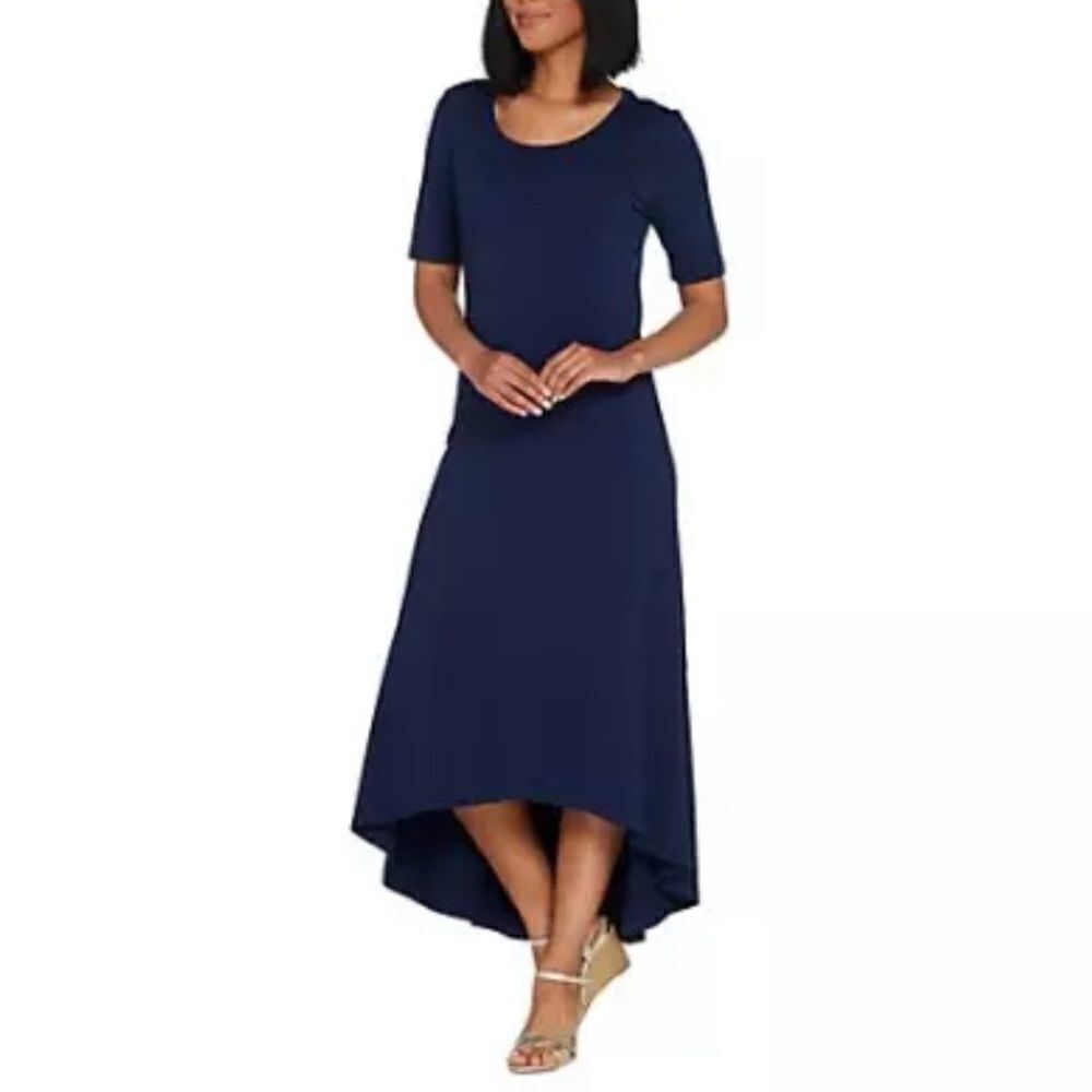 Isaac Mizrahi Petite Elbow Slv Knit Maxi Dress